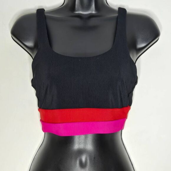 Beach Riot Mckenzie Bikini Top Size Medium Black Red Pink - Picture 2 of 4